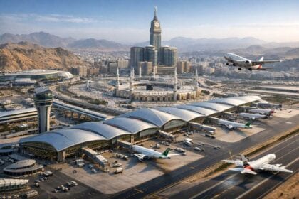 Visualisasi Bandara Makkah, dihasilkan AI sebagai referensi.